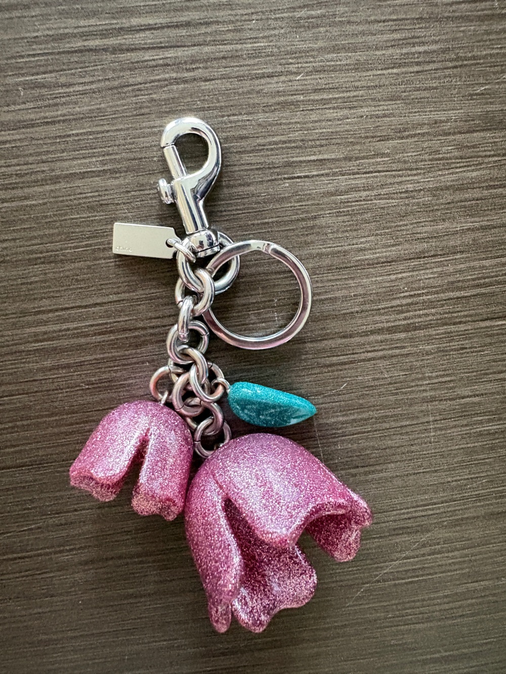 Coach Tea Rose Bag Charm - Pink Glitter - Picture 6 of 7